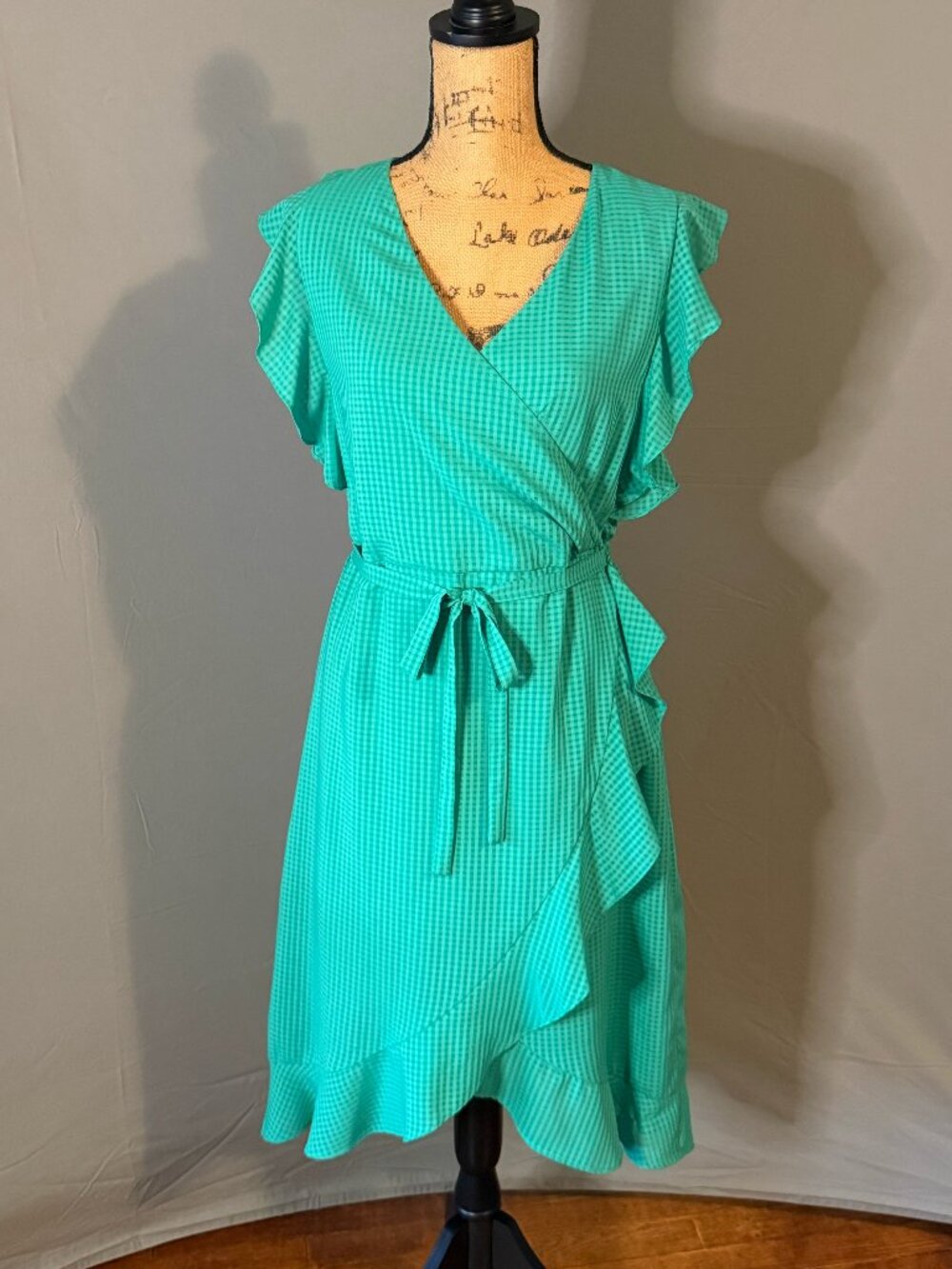 Womens Green Ruffle Dress